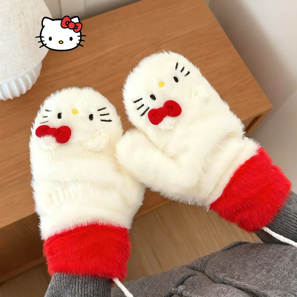 

Sanrio милые перчатки Hello Kitty перчатки мультфильм сохраняют мягкие зимние теплые перчатки студенческие на открытом воздухе офисный работник велосипедные зимние перчатки