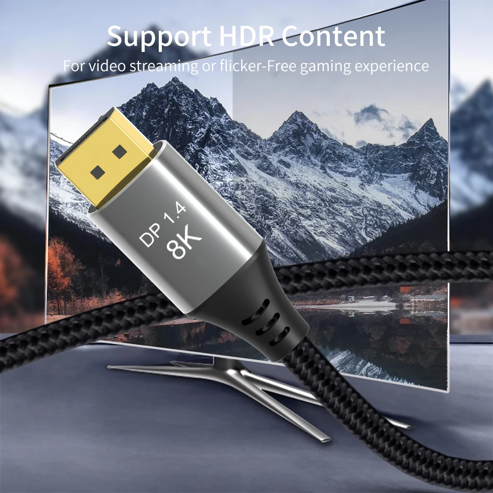 Mini DP to DisplayPort 8K Cable DP1.4 Bi-Directional Transmission DP to Mini DisplayPort Cable 8K@60Hz 4K@144Hz for MacBook Air