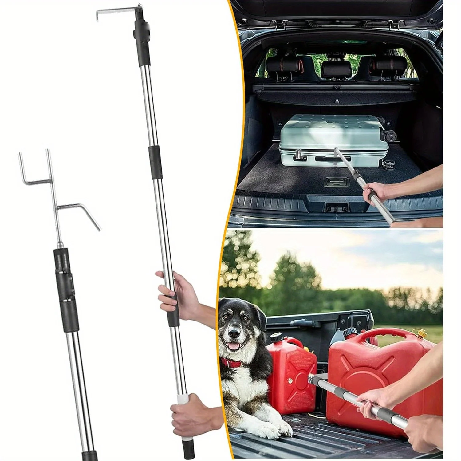 1-Set, Stainless Steel Telescopic Gripper, Retractable Handle Tool Suitable For Lifting And Moving Heavy Objects