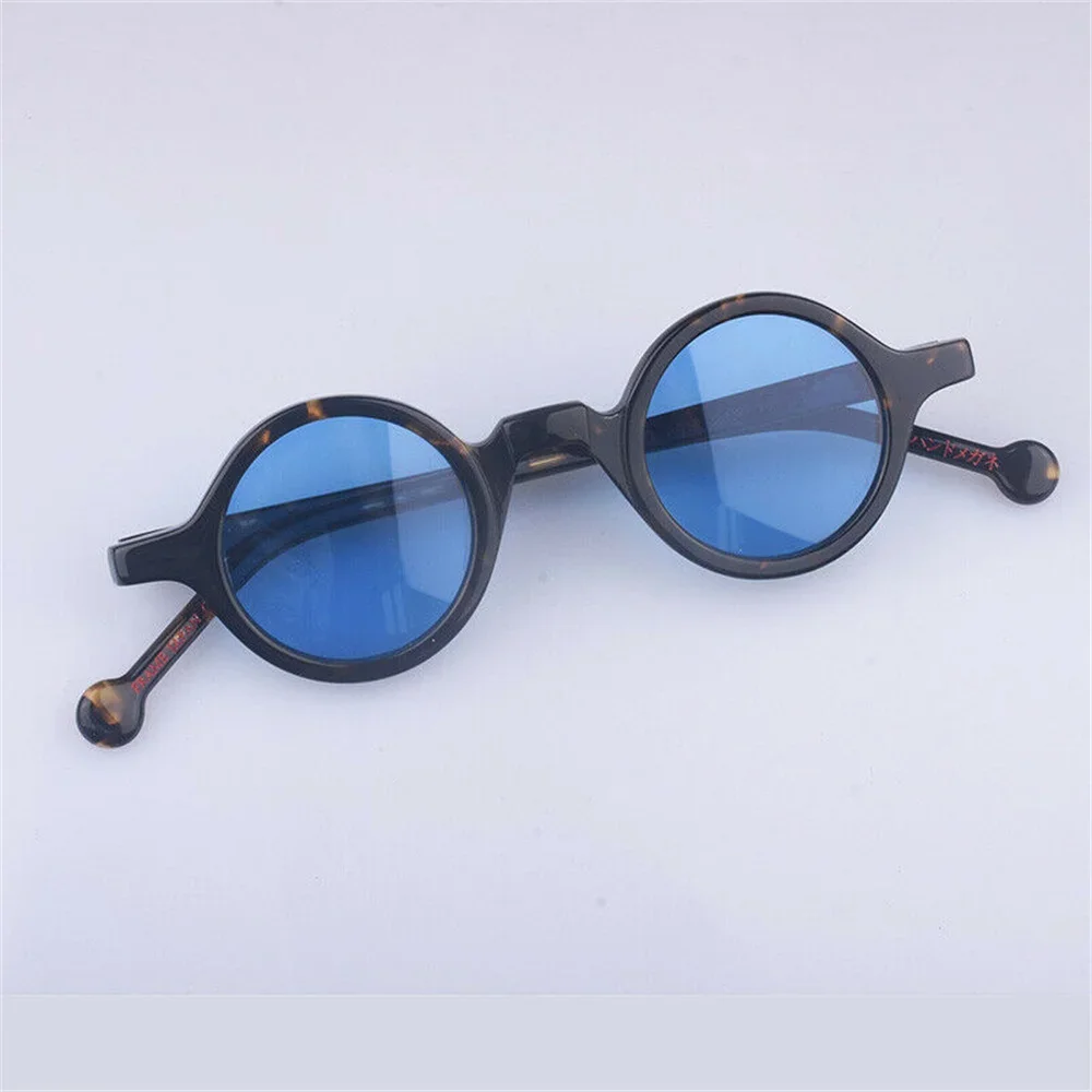 Vintage Small Round Reading Glasses Sunglasses Blue Color Tint Shades Full Rim Acetate Durable Computer Hand Made Retro