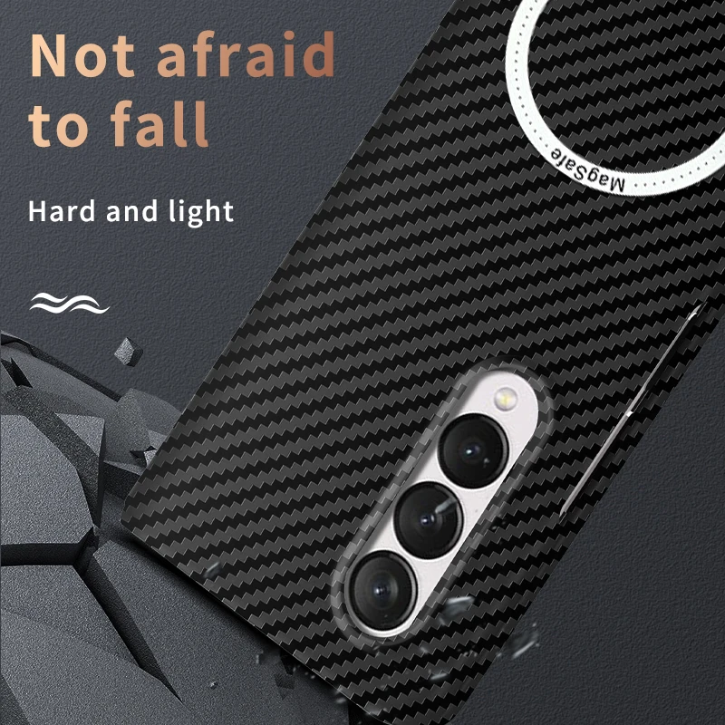 Luxury Carbon Fiber Macsafa Magnetic Case For Samsung Galaxy Z Fold 6 4 3 5 5G Mac Safe Cover for Galaxy Z Flip 6 4 3 5 5G Case