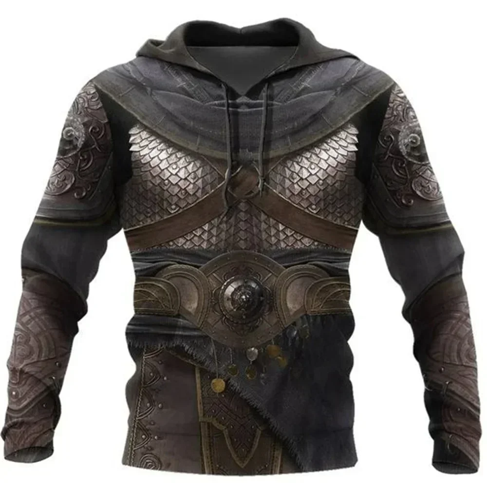 3d Spring Autumn New Printed Medieval Armor Men Hoodies Knights Templar Harajuku Hooded Sweatshirt Unisex Casual Pullovers Tops