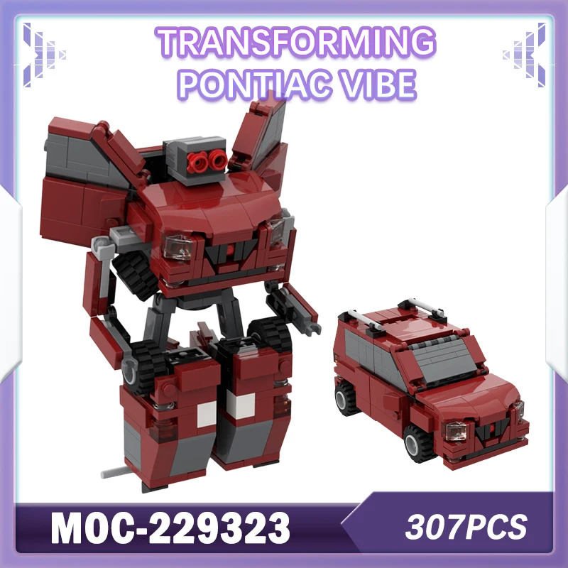 

Трансформирующий Pontiac Vibe 307 шт., модель строительного блока, кирпичная трансфигурация, автомобильный набор, креативные подарки, украшение для рабочего стола MOC-229323