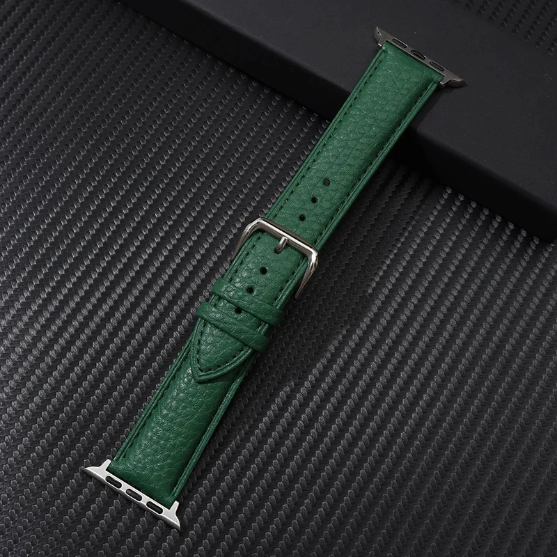 Genuine Leather Watchband for Apple Watch 38/40/41mm Grainy Design Strap for IWatch Ultra 8 7 6 SE 5 4 Wristband 42/44/45/49mm