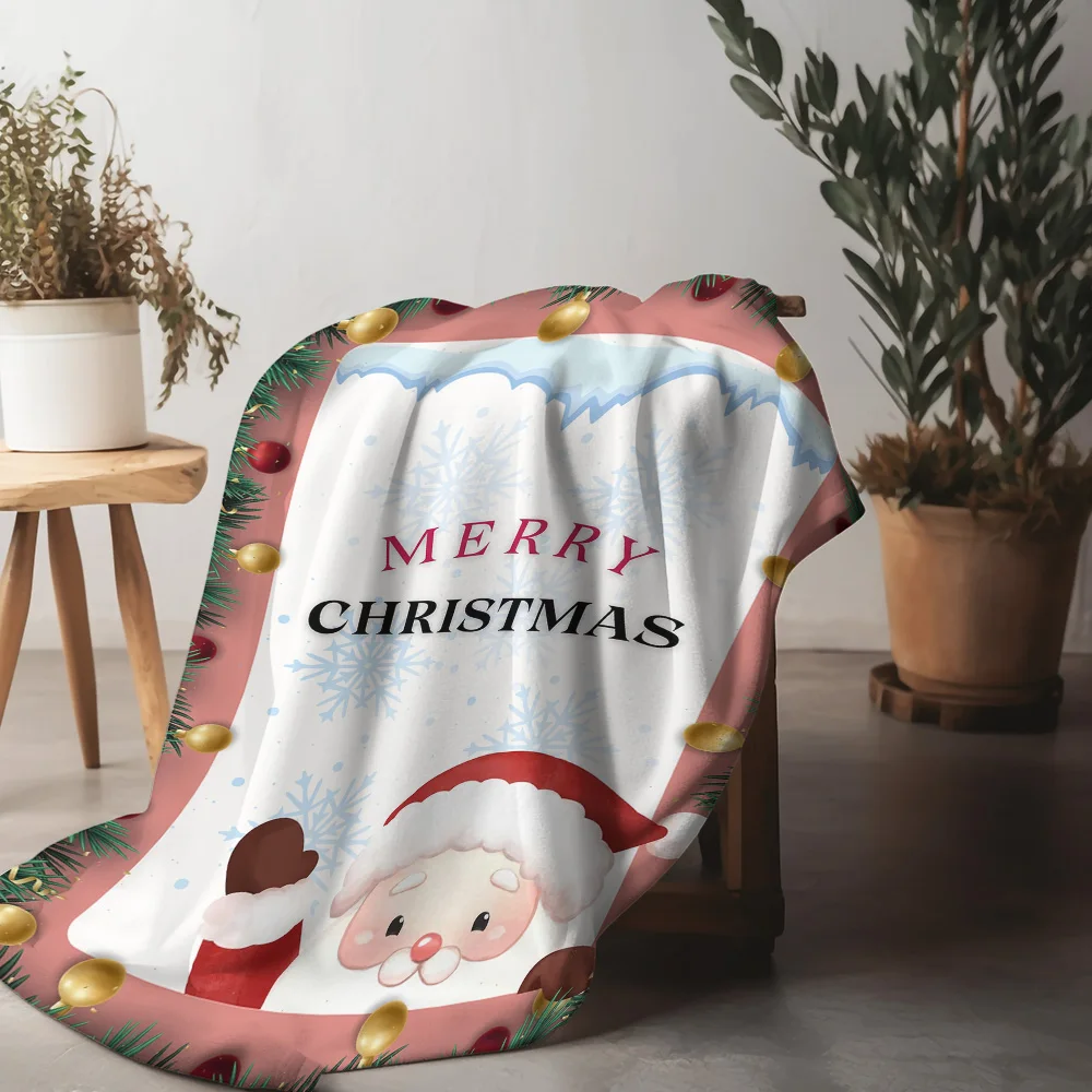 

Tuniu Merry Christmas Plush Blanket Santa Claus Toddler Kids Baby Soft Fleece Throw Bed Sofa Cover