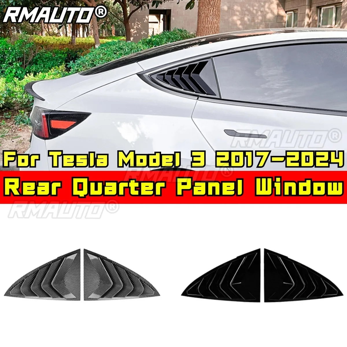 

Для Tesla Model 3, комплект кузова, заднее окно, боковое вентиляционное отверстие, жалюзи, накладка для Tesla Model 3 2017-2024, автомобильные аксессуары