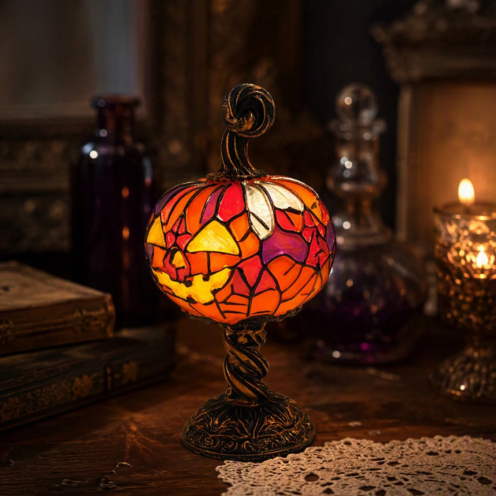 Halloween Decorative Lamp Multi-Purpose Magic Themed Desk Light Fade Resist Tabletop Ornament Lamps for Home Bedroom Living Room