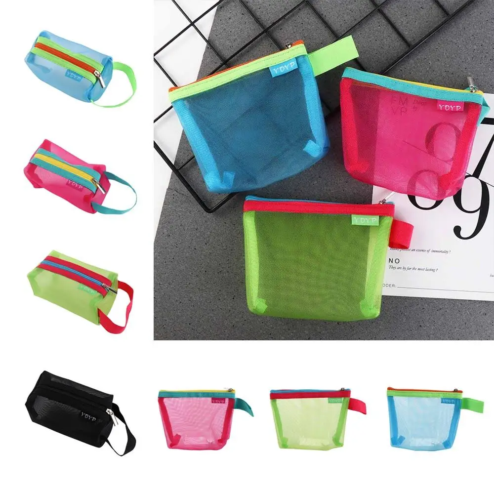 ID Credit Card Holder Mesh Storage Bag Zipper Pouch Transparent File Bag Small Coin Purse Stationery Storage Bag Lipstick Bag