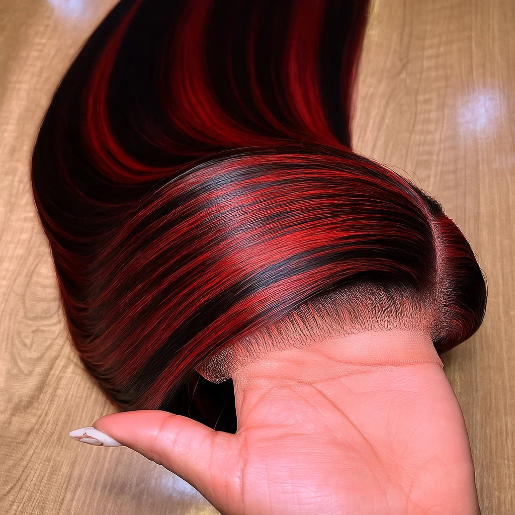 Peluca precortada 5x5 sin pegamento fácil de instalar cabello humano desgaste y Go Bone Staight resaltar peluca de encaje 1B 99J negro con pelucas de color rojo