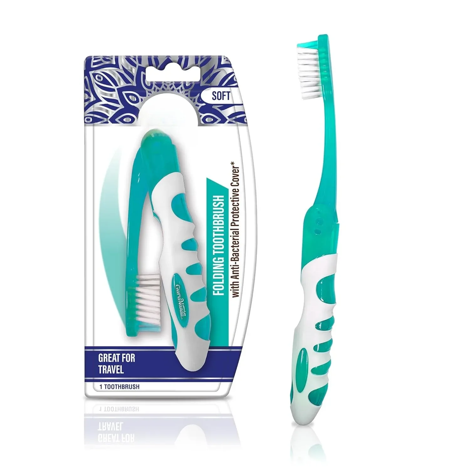 Foldable toothbrush with built-in cover, perfect for traveling, hiking and camping, compact and portable