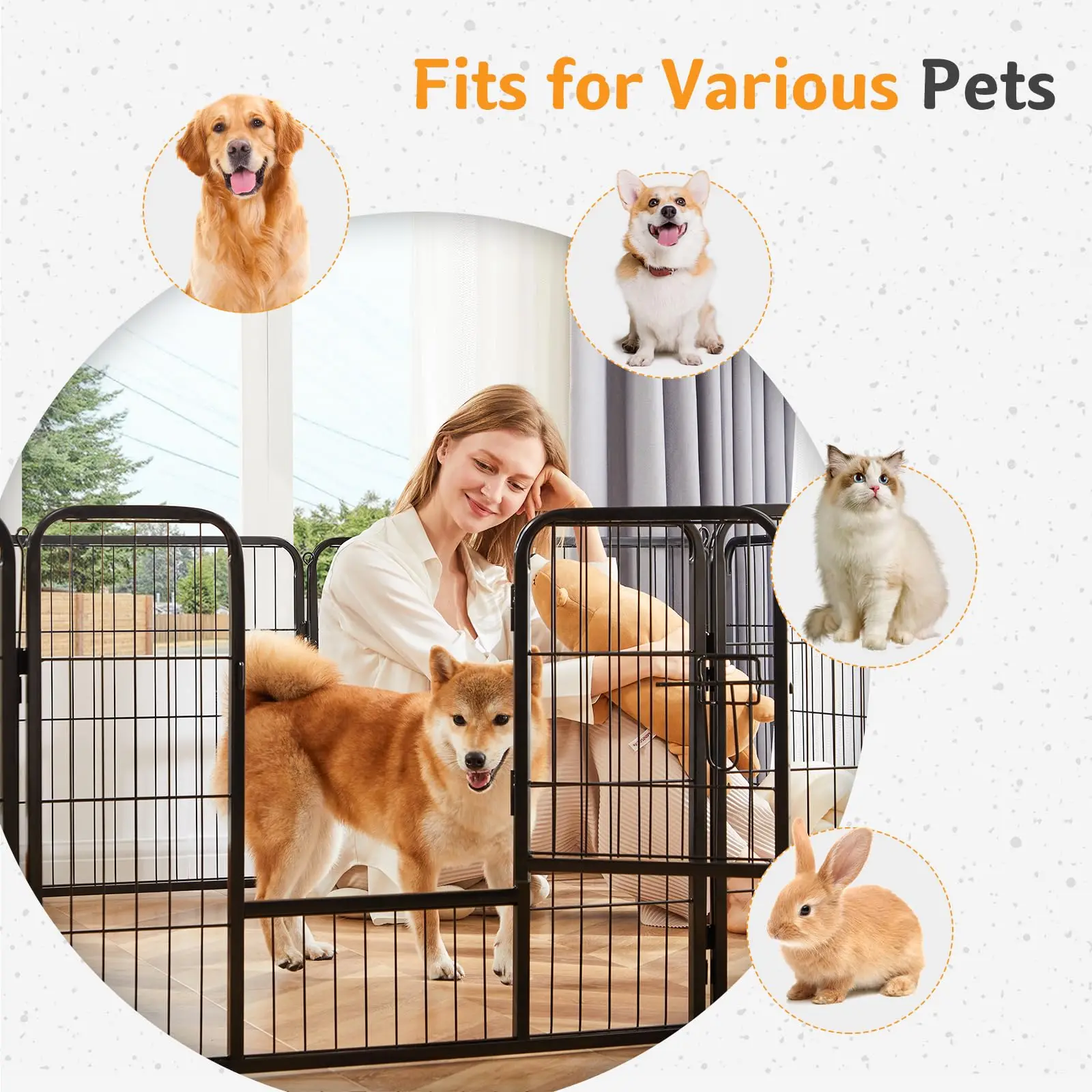Dog Playpen 12 Panels 40 Inch Indoor Outdoor Metal Dog Fence Pen