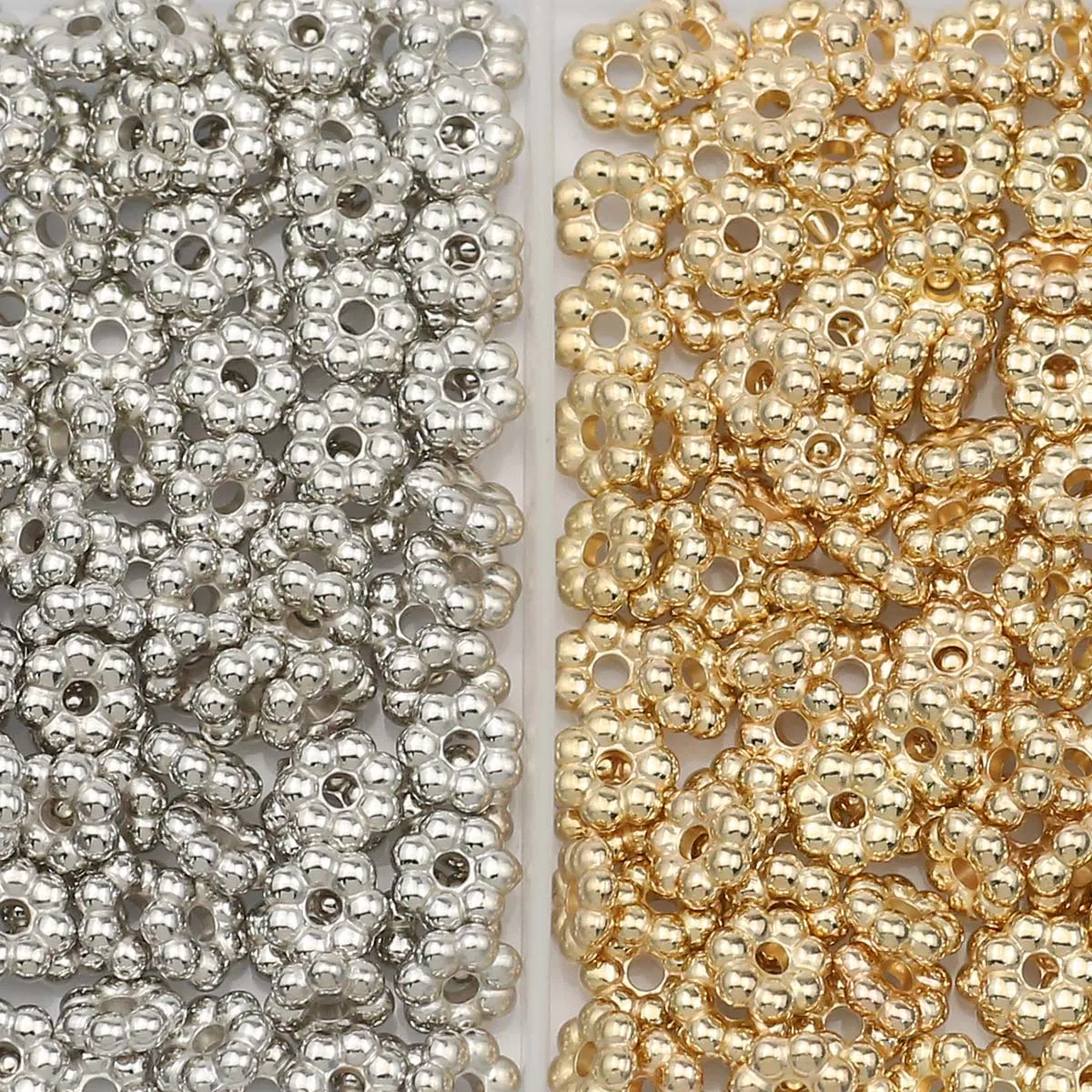 CCB DIY Set Box 6MM 200PCS Schneeflocke Lose Perlen Spacer Gold/Silber Überzogen Für Schmuck Machen armbänder Halskette Zubehör Kit