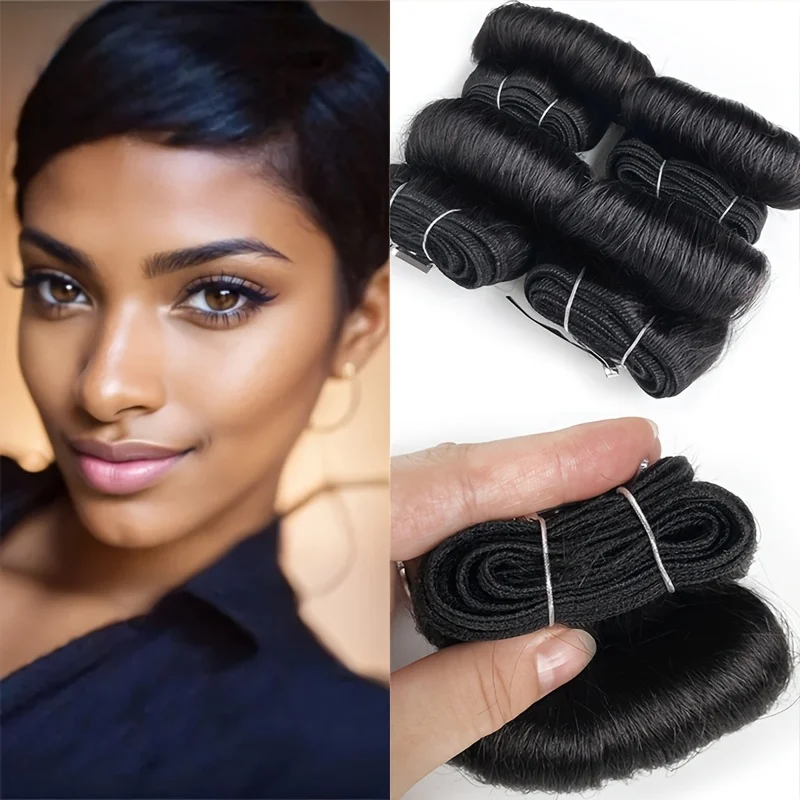 

10A Raw Hair Indian Bouncy Curly Bundles 100% Virgin Human Hair Bundles 4 Bundles Deal Short Cut Hair Extensions