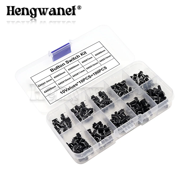 100/180/200PCS 6x6mm Micro Push Tact Switch Kit 6x6 Mini tactiele Toggle Touch Button PCB Momentary 4pin Drukknop