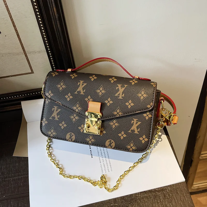 

Retro Print Square Bag with Chain Strap, Vintage Contrast Color Shoulder Bag, Stylish Top Handle & Crossbody Purse for Women