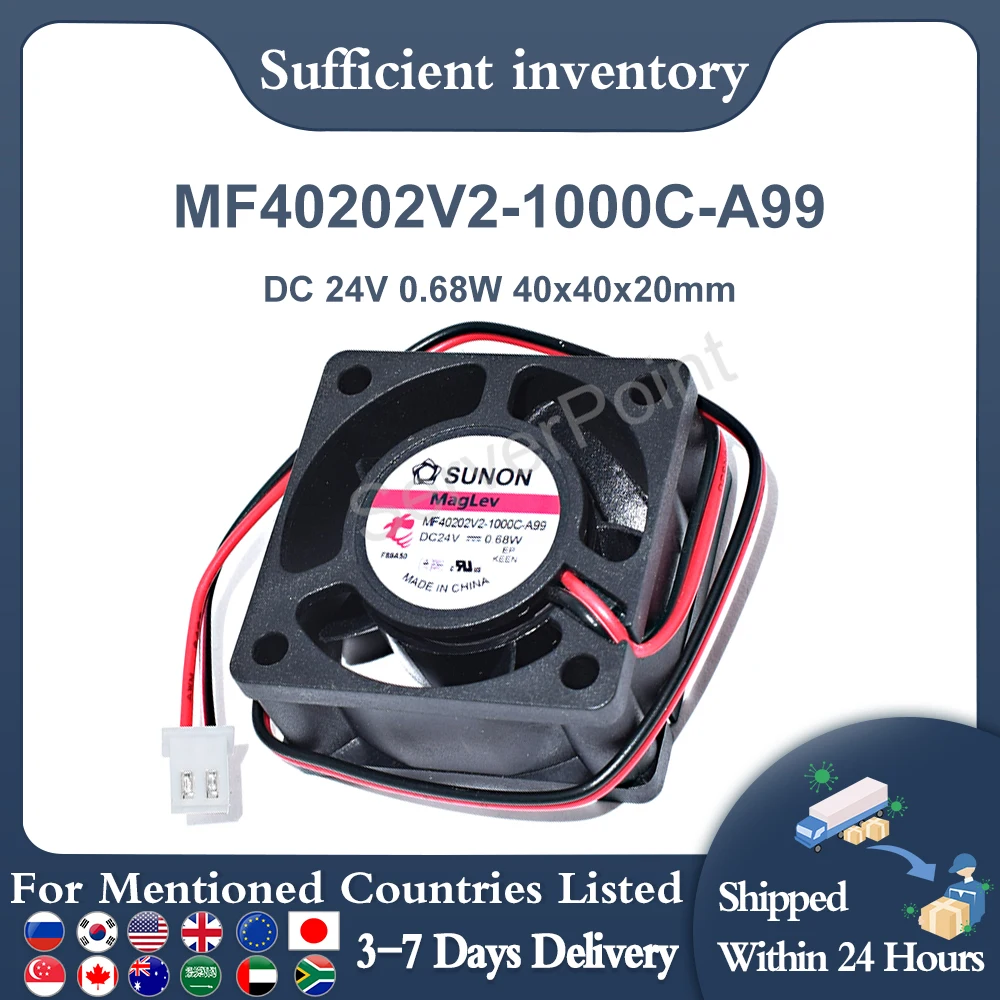 Well Tested MF40202V2-1000C-A99 DC 24V 0.68W 40x40x20mm 2-Line Square Server Cooling Fan