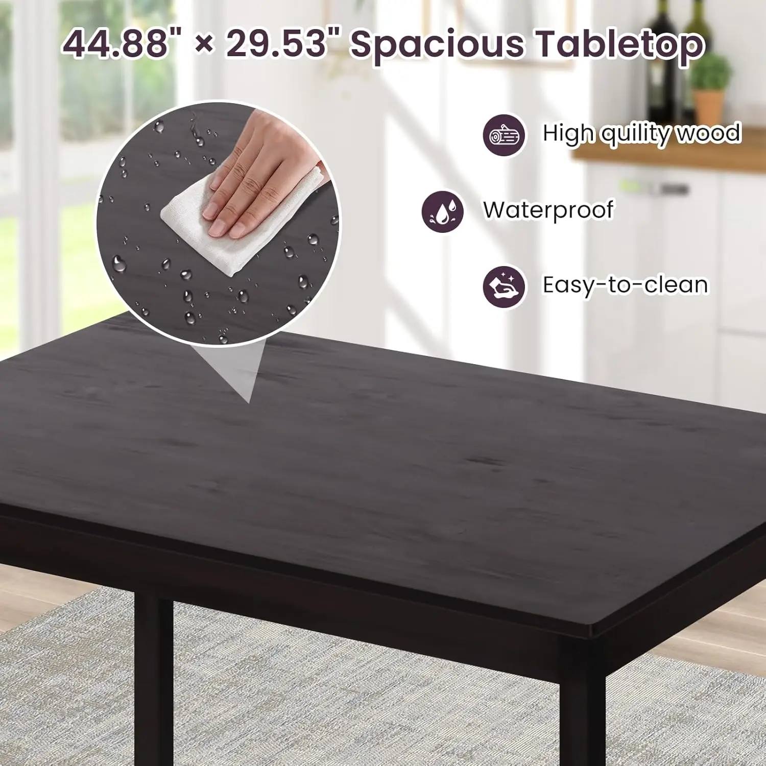 Piece Dining Table Set Kitchen Table and Chairs for 4 Modern Wooden Rectangular Dining Room Table with 4 Chairs for Kitchen, Res