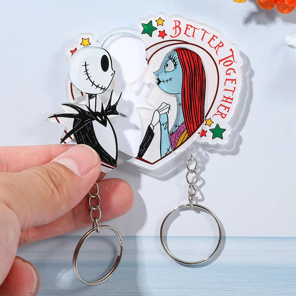 الكابوس قبل عيد الميلاد المفاتيح سالي جاك Skellington هالوين جدار Keyrings حامل مفتاح السيارة لهدايا مجوهرات الزوجين