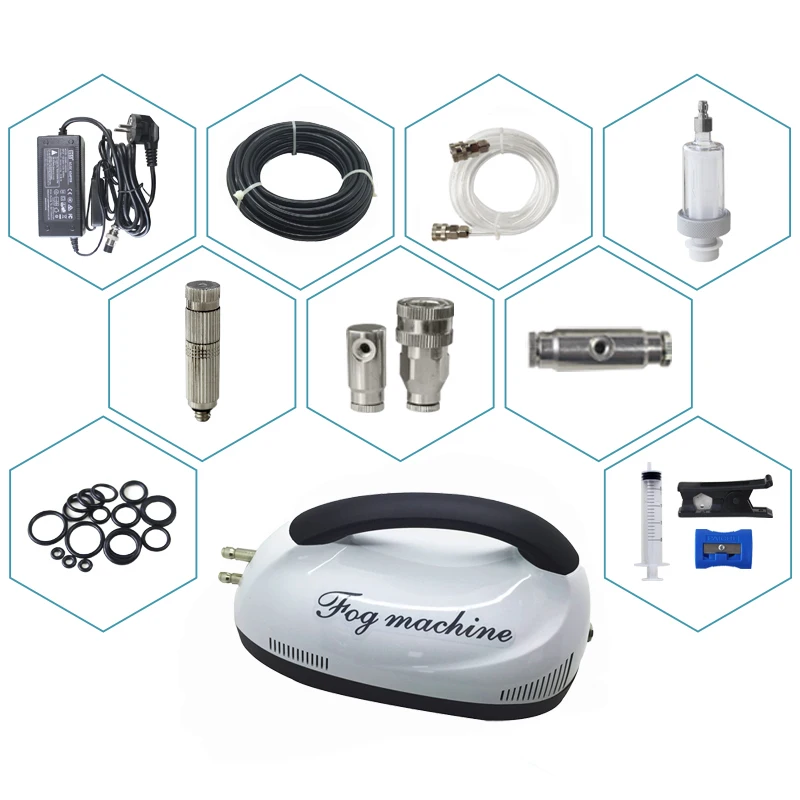High Pressure 0.2L Fog Mist Machine Coffee Shop Water Misting Cooling System Including 6pcs Nozzles 10M Nylon Tube