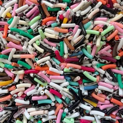 50Pc 20*5mm Acrylic Small Curved Tube Loose Beads Opaque Color Imitation Gemstone Style For Jewelry Making DIY Bracelet Necklace