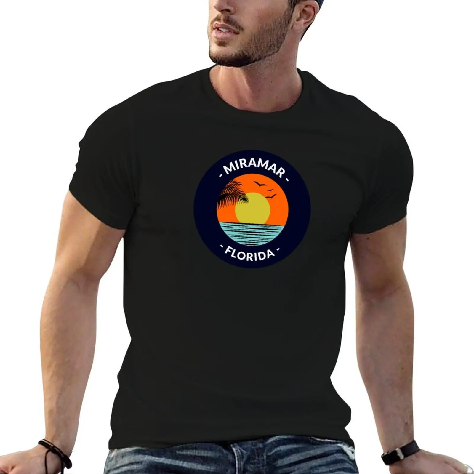 Camiseta Miramar Florida Beach Sunset, camisetas para hombre, camisetas gráficas divertidas para hombre, camisetas gráficas
