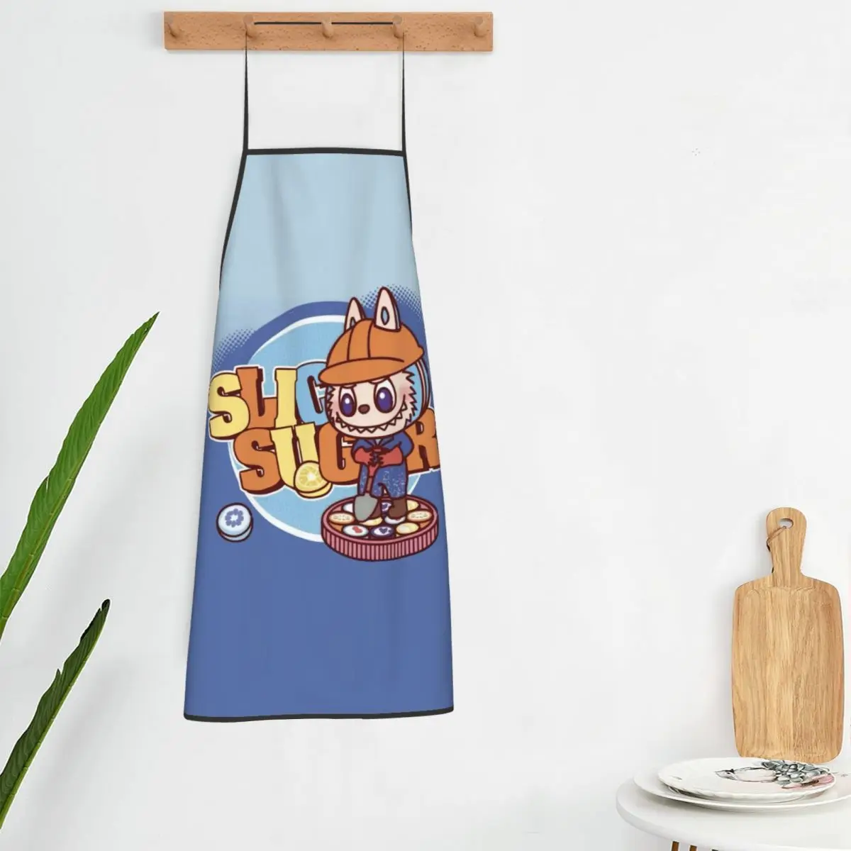 Custom Bib L-Labubues Cartoons Aprons for Men Women Unisex Adult Chef Cooking Kitchen Tablier Cuisine Baking