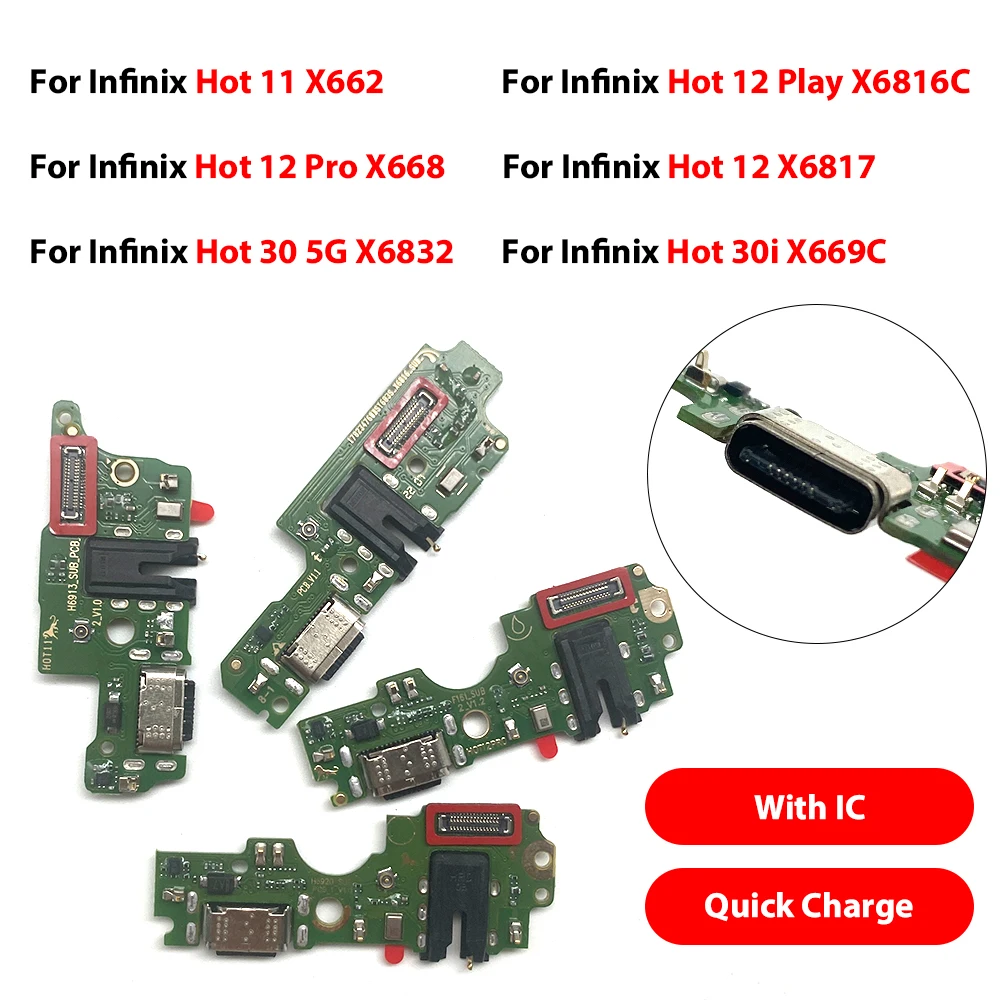 Usb Dock Charger Connector Flex For Infinix Hot 50 Pro Plus Hot 30i Hot 12 Play Hot 40 Pro Charging Board Flex Ports Module