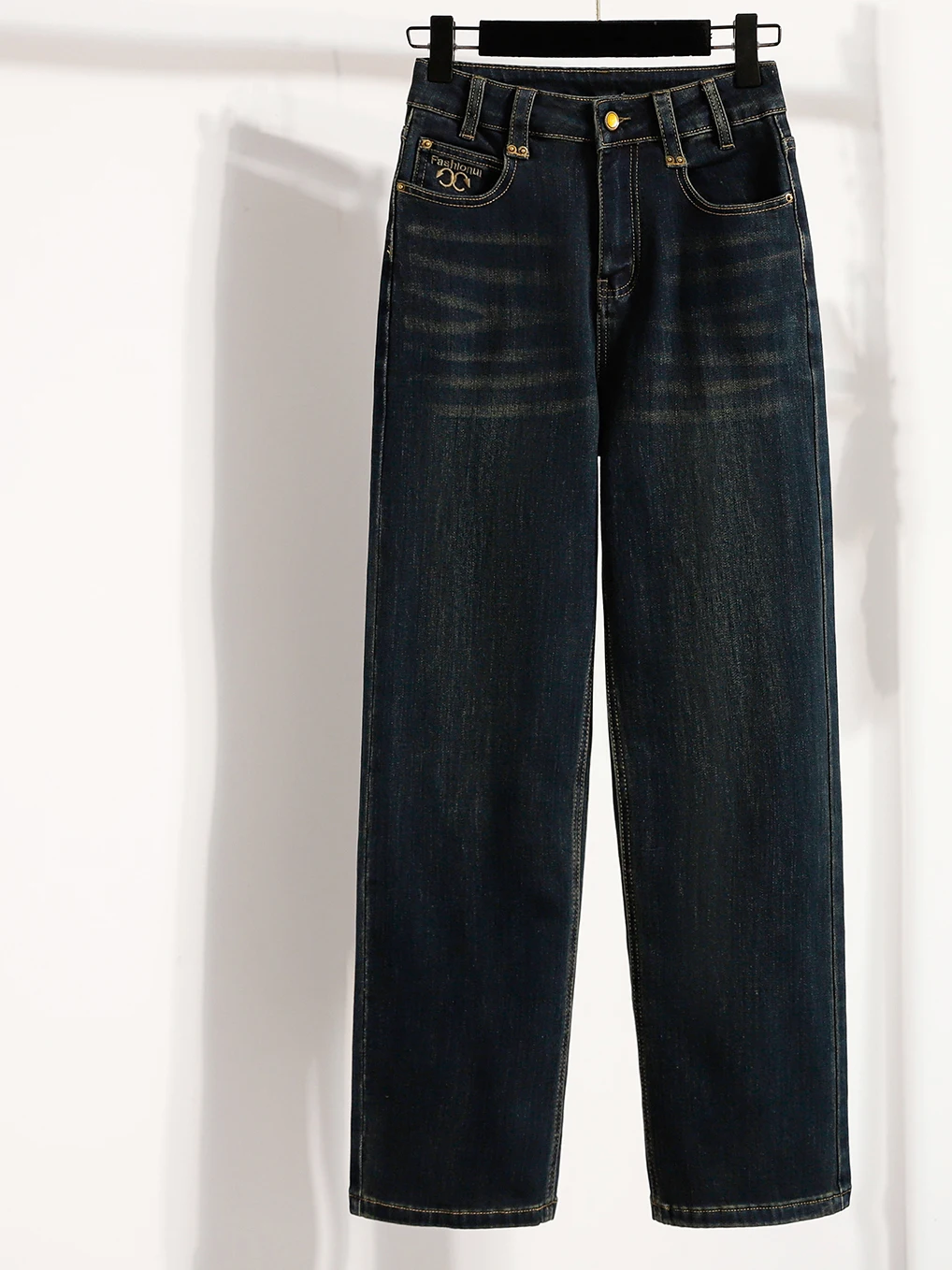 

Облегающие широкие джинсы, эластичные джинсовые женские джинсы больших размеров с высокой талией, утягивающие повседневные прямые брюки, весна 2026, хлопок, лайкра