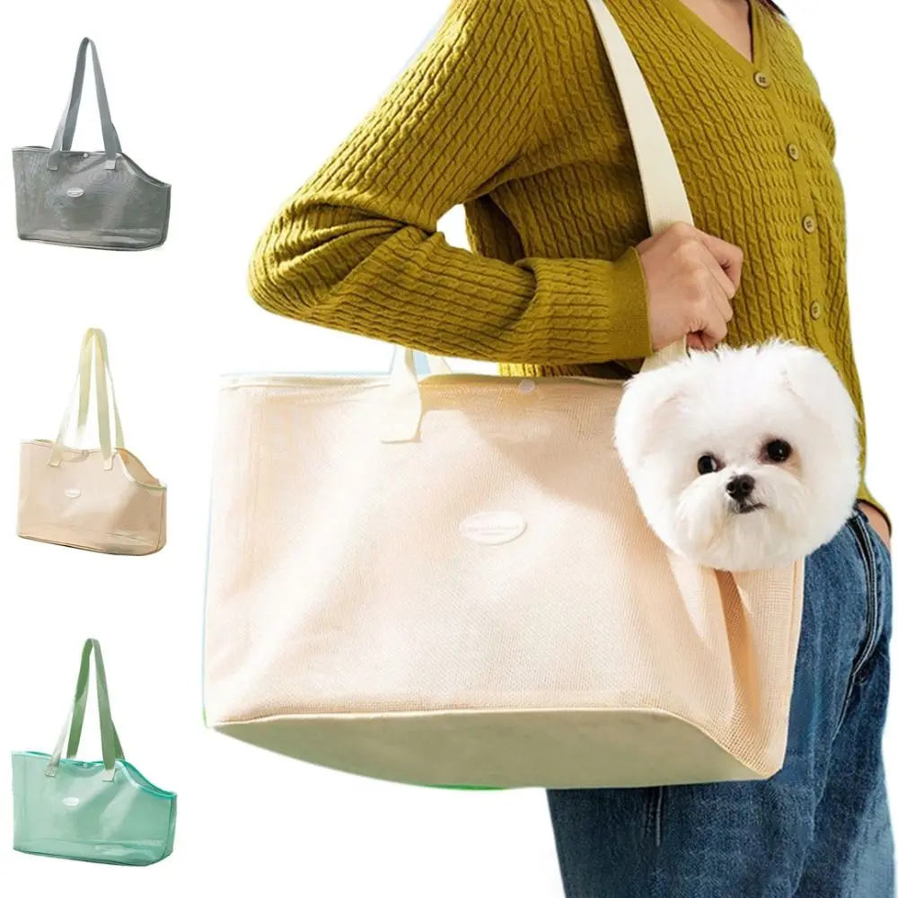 

Portable Mesh Puppy Cats Sling Bag Soft Breathable Puppy Shoulder Handbag Lightweight Anti-Escape Pet Carrier Purse Summer