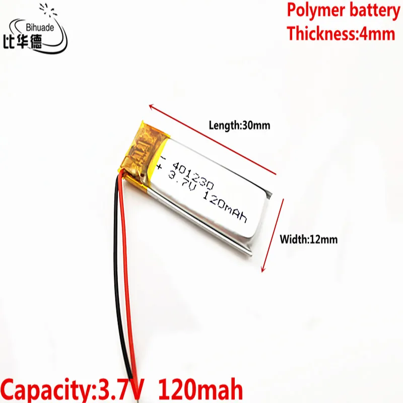 Bateria litowo-polimerowa 3.7 V, 401230 041230 120mah można dostosować hurtownie certyfikat jakości CE FCC ROHS MSDS