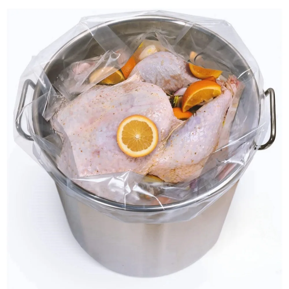 3Pcs Reusable Food Storage Bag Marinating And Brining Fresh-keeping Turkey Bags PE Flat Bottom Pail Liners Brine Bags for Meat