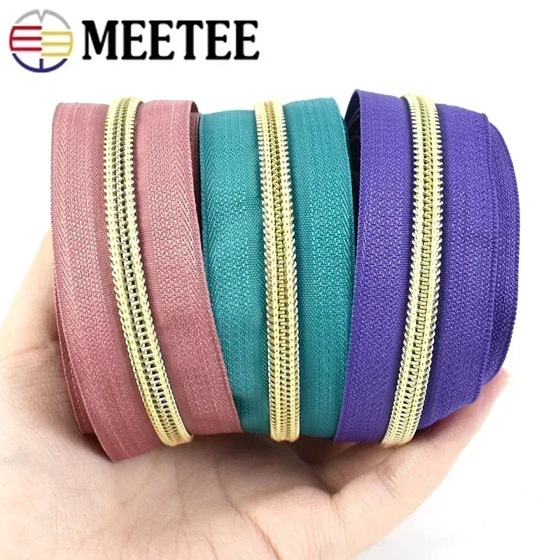 Meetee 10/20Meters 5# Nylon Zipper Coil Zippers Roll for Garment Textile Bag Luggage Decor Repair Zip DIY Sewing Accessories