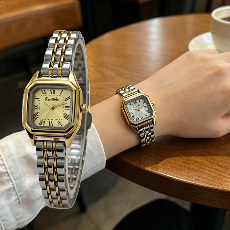 Luxury Gifts Roman Dial Small Square Quartz Watch for Women Fashion Watches Wristwatches Wholesale Gold Clock Relojes Para Mujer