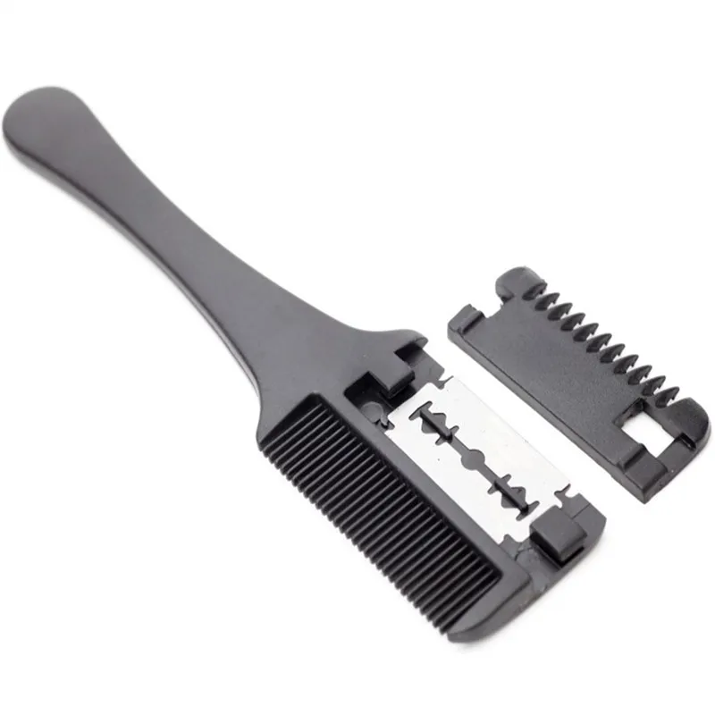 1PC Hair Cutting Comb Black Handle Hair Brushes with Razor Blades Cutting Thinning Trimmin Hair Salon DIY Styling Tools