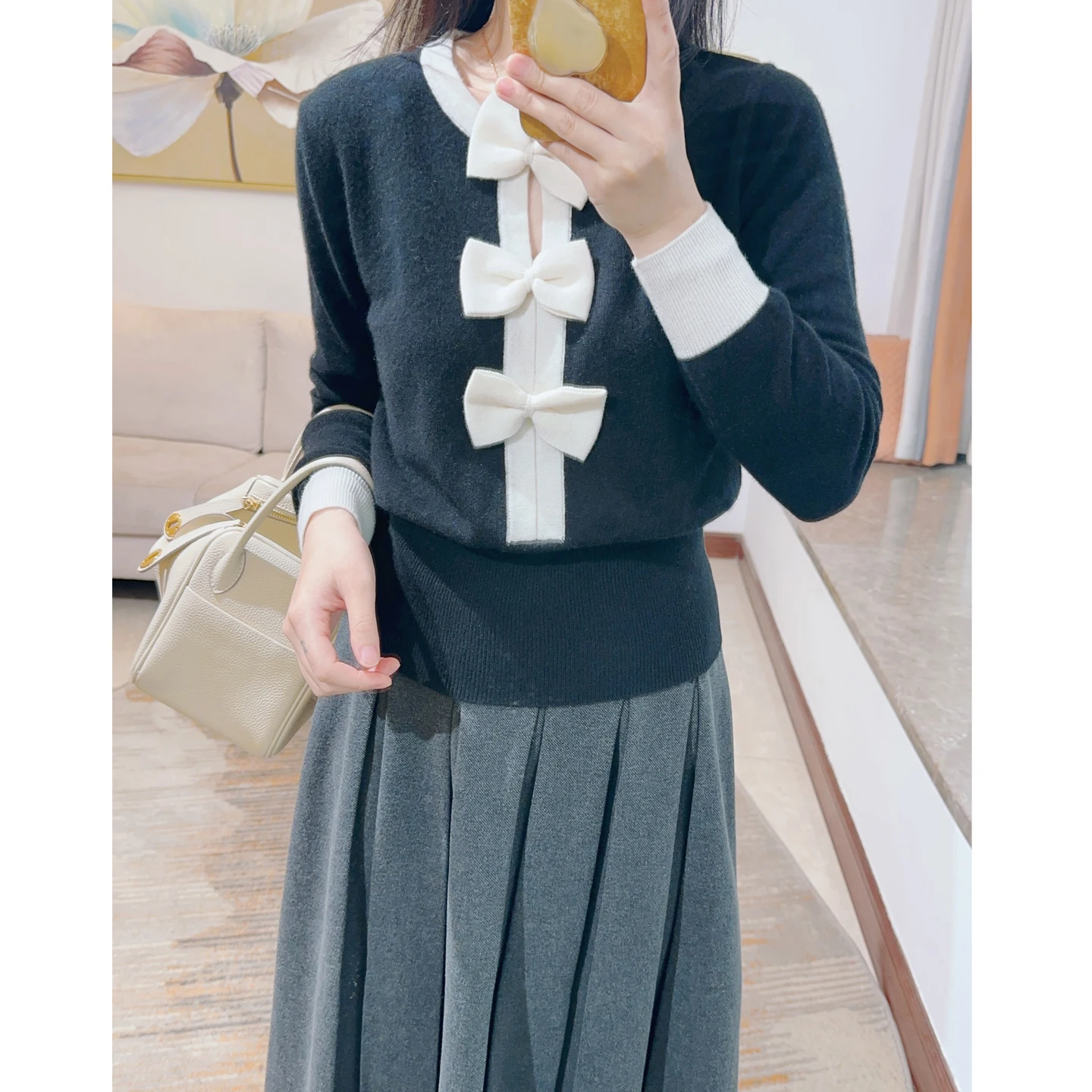 

Женский свитер Ele из 100% шерсти с узлом, длинными рукавами, круглым вырезом, мягкий, уютный, для ношения под одеждой, модный, осень-зима