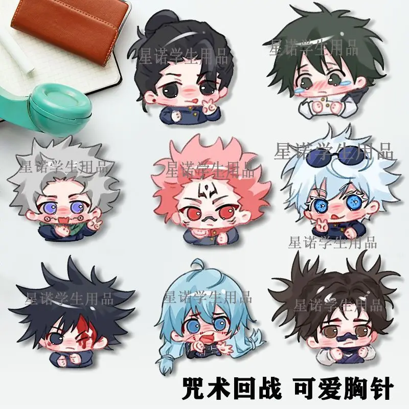 Anime Jujutsu Kaisen Brooch Geto Suguru Satoru Gojo Acrylic Badge Cartoon Pins DIY Decoration Backpack Clothes Accessories