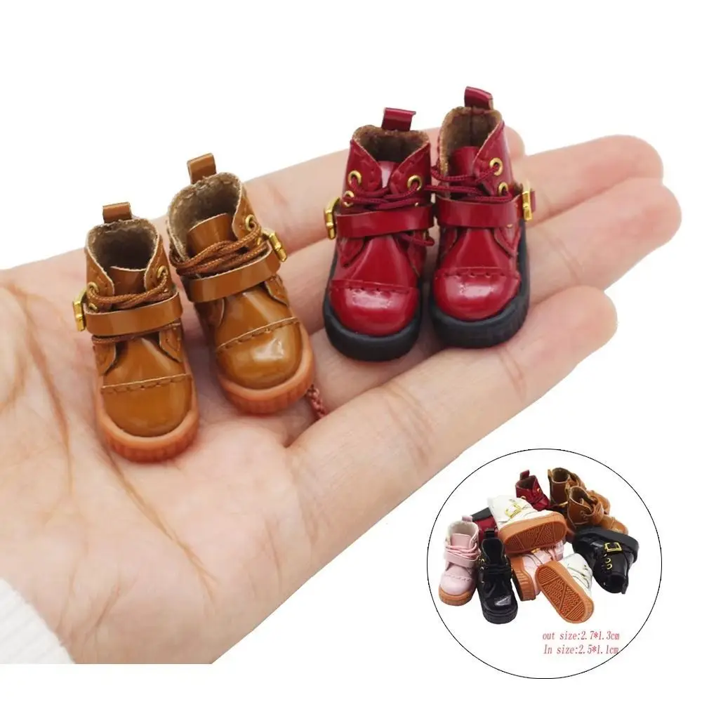 Cute PU Leather OB11 Doll Shoes Lovely Casual High-top 1/12 Bjd Doll Boots Mini 1/12 Bjd Doll Leather Shoes