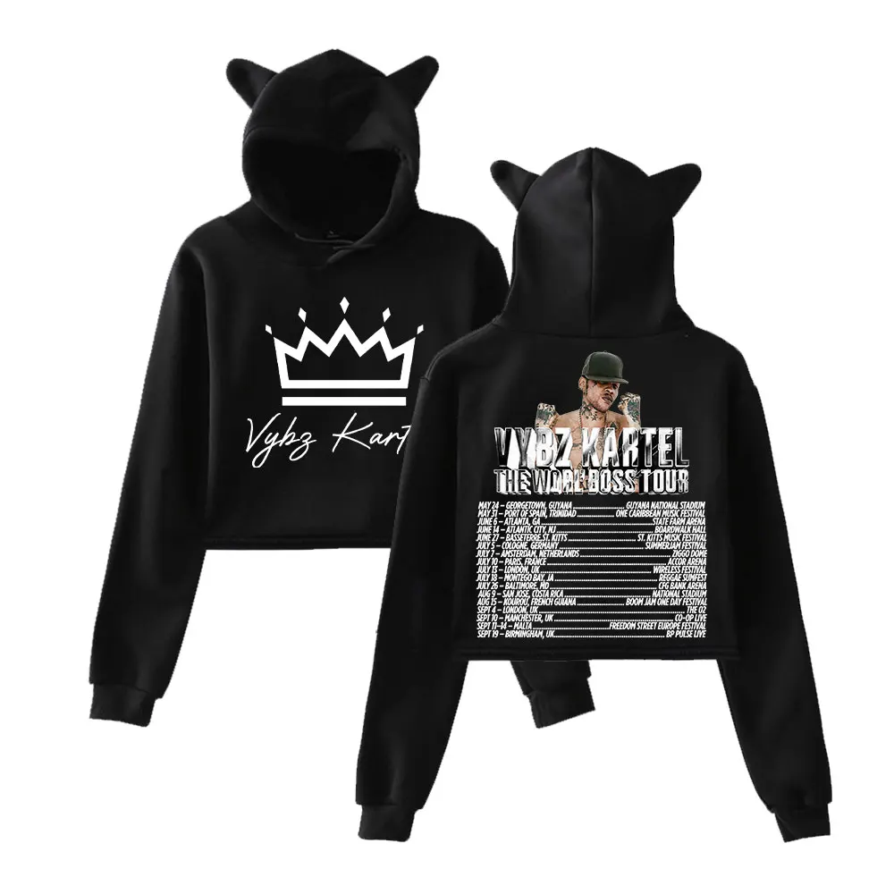

Vybz Kartel The Worl' Boss Tour Merch, модный пуловер, женская толстовка с кошачьими ушками, толстовки с длинными рукавами, женская одежда