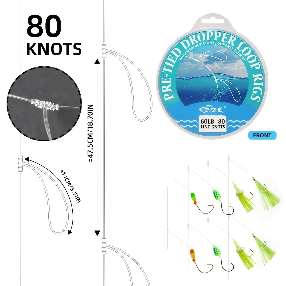 ZYZHE 1pc Pre-Tied Fishing Rigs Line 10/20/30/40/50/60/80/90/100LB Fishing Line Spool Handmade Pre Knotted Fishing Rigs