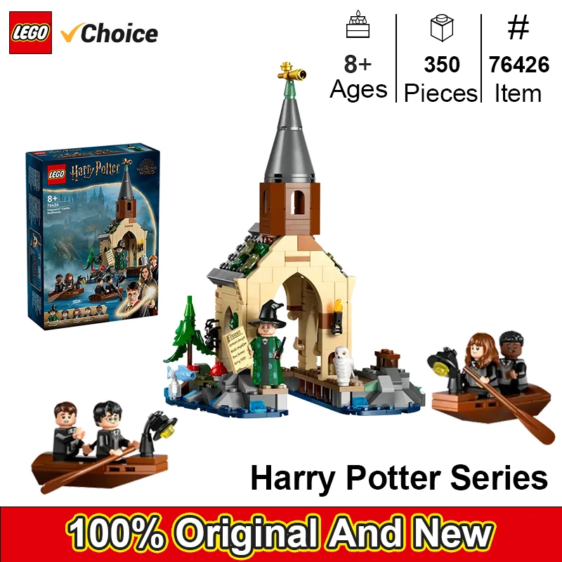 LEGO 76426 Harry Potter Hogwarts Castle Boathouse, Fantasy Harry Potter Toy , with 2 Buildable Boats and 5 Minifigures,