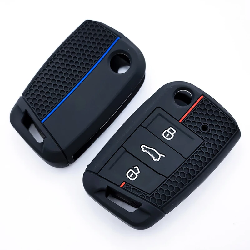 غطاء حافظة مفتاح السيارة عن بعد لسيارة VW Golf 7 GTI POLO T-Cross T-Roc Touran Tiguan Skoda Octavia Rapid Kodiaq Fabia Seat Ibiza Leon #6
