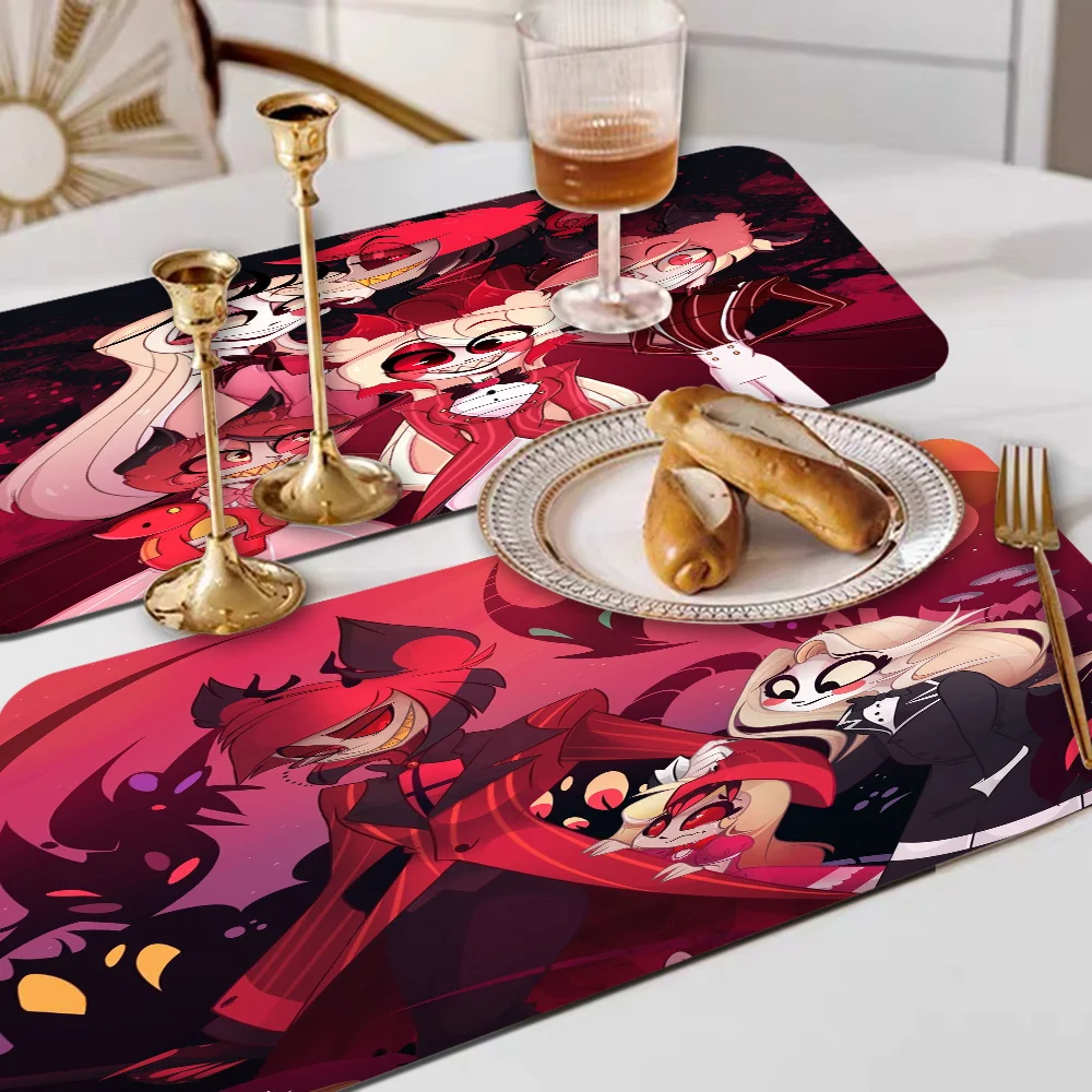 

Hazbin H-Hotel Anime Character Alastor Kitchen Dish Mat Absorbent Dining Table Mats Retro Non-slip Placemat Coffee Dish Mat