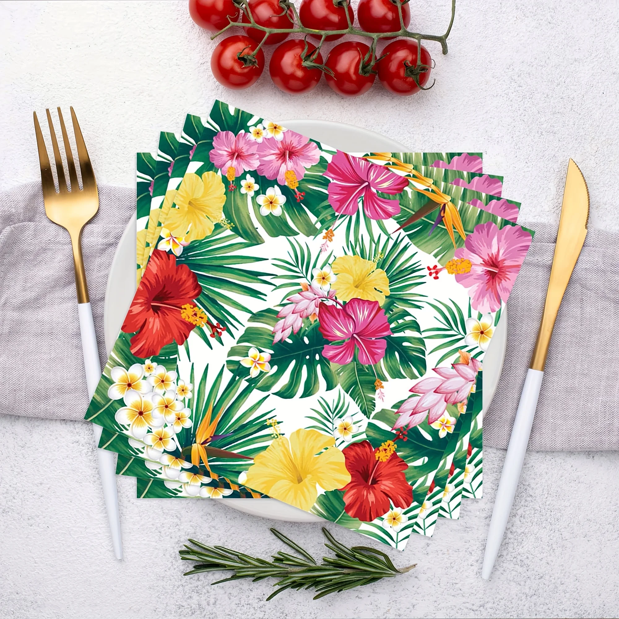 20 قطعة/الحزمة 33 سنتيمتر * 33 سنتيمتر هاواي أوراق النخيل زهرة الصيف المناديل الورقية الاستوائية للحدث والحفلات الديكور الأنسجة