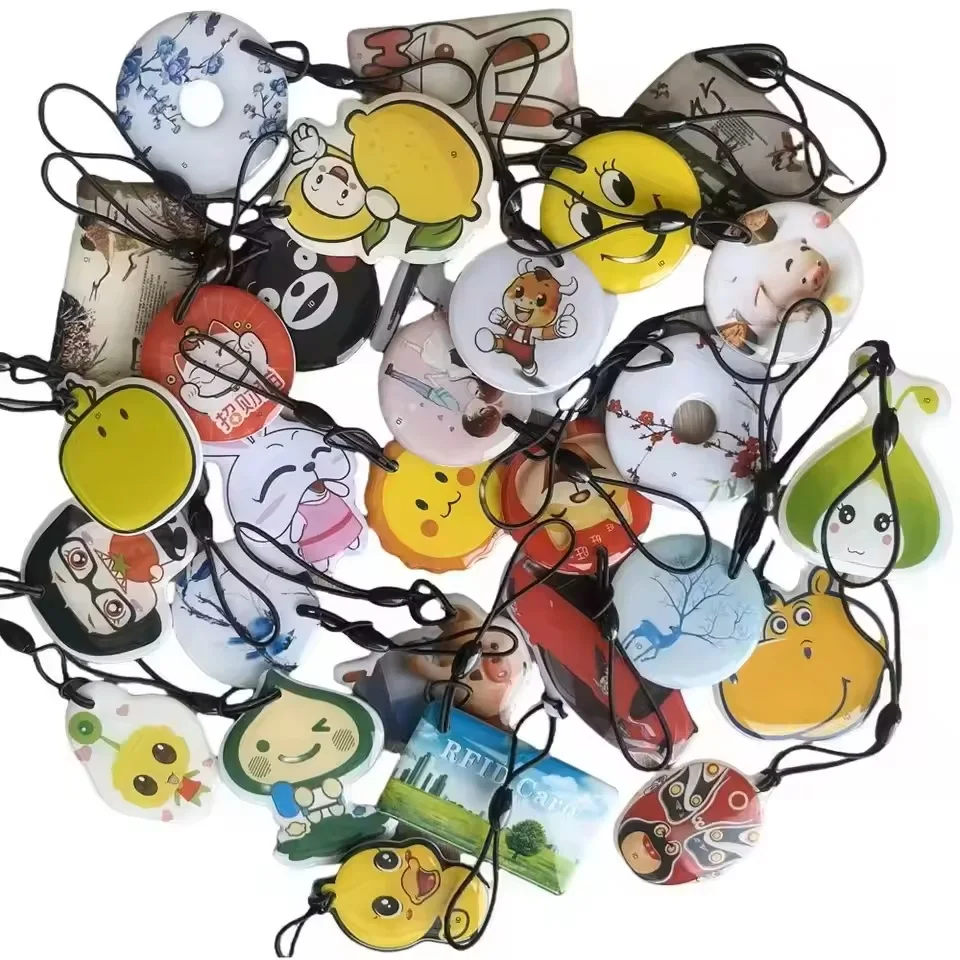 20Pcs Different Pattern ID 125khz EM4305 T5577 Rewritable Replicable Keyfobs RFID Tag Keychain Blank Data Access Control Card