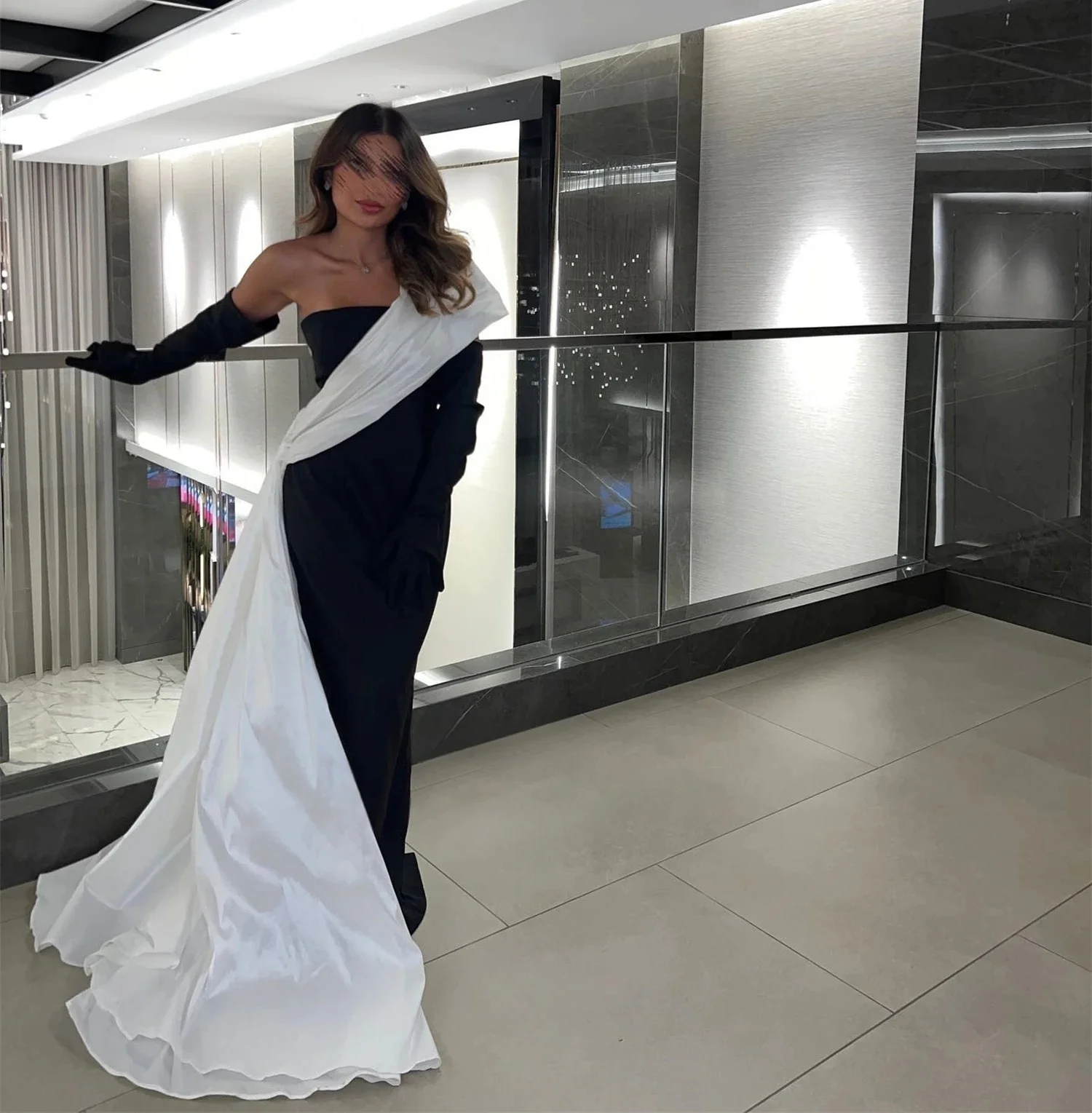 

Black Strapless Long Bespoke Occasion Gown Evening Dresses Pastrol Unisex Jersey Retro Dubai Saudi Arabic Israel Prom Customized