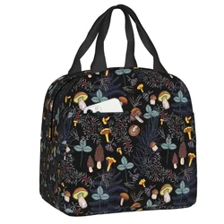 Dark Wild Forest Mushrooms Insulated Lunch Box for Women Resuable Thermal Cooler Lunch Bag School Picnic Food Container Tote