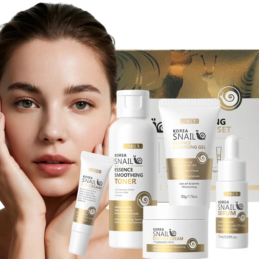 

5PCS Snail Revitalizing Skincare Set Deep Hydration Soften&Smooth Anti Aging Face Skin Set Fade Dark Eye Circles Eye Cream