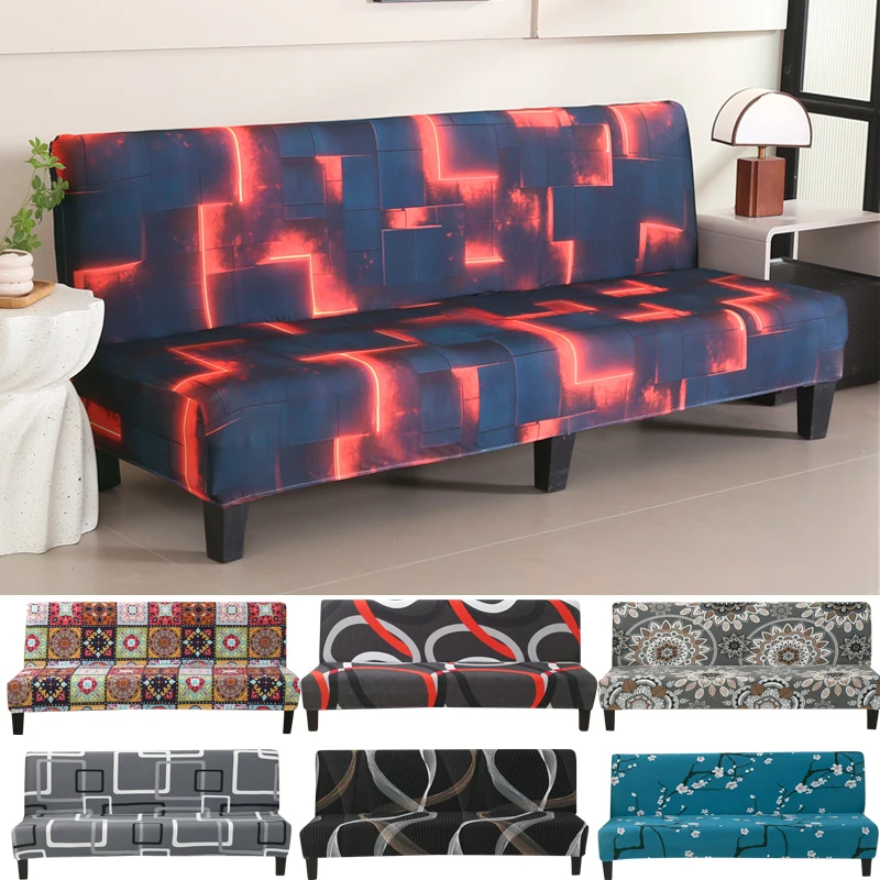 2026new futon sofa protector folding sofa bed cover for living room armless sofa covers elastic spandex material soft slipcovers