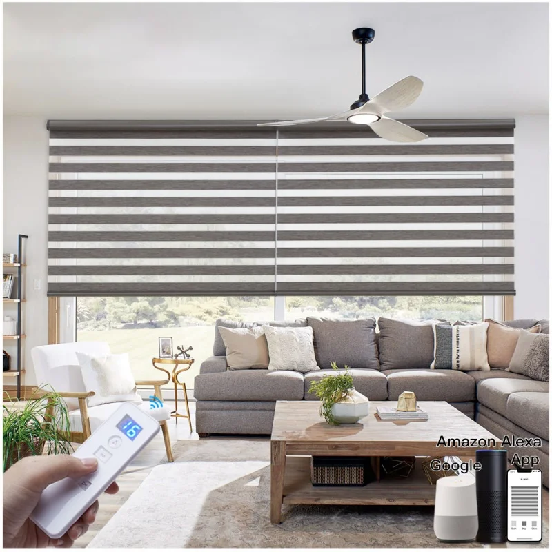 الجملة مخصص الظل العزل الحراري نسيج مقاوم للماء مساعد المنزل تويا زيجبي موتور الكهربائية زيبرا الستائر للمنزل