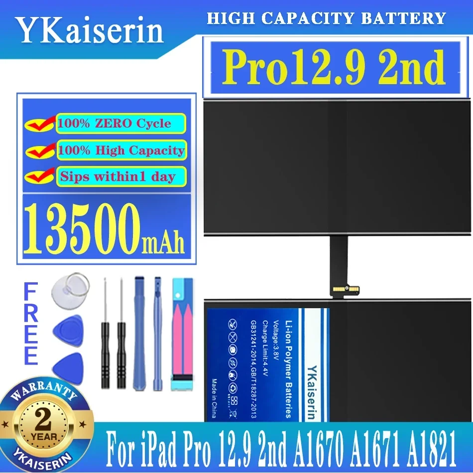 

YKaiserin Pro12.9 2nd 13500mah Replacement Battery For IPad Pro 12.9 2nd A1670 A1671 A1821 New Battery + Track Code